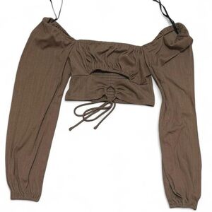 Forever 21 Women’s Brown Off-Shoulder Crop Top | Trendy Summer Top